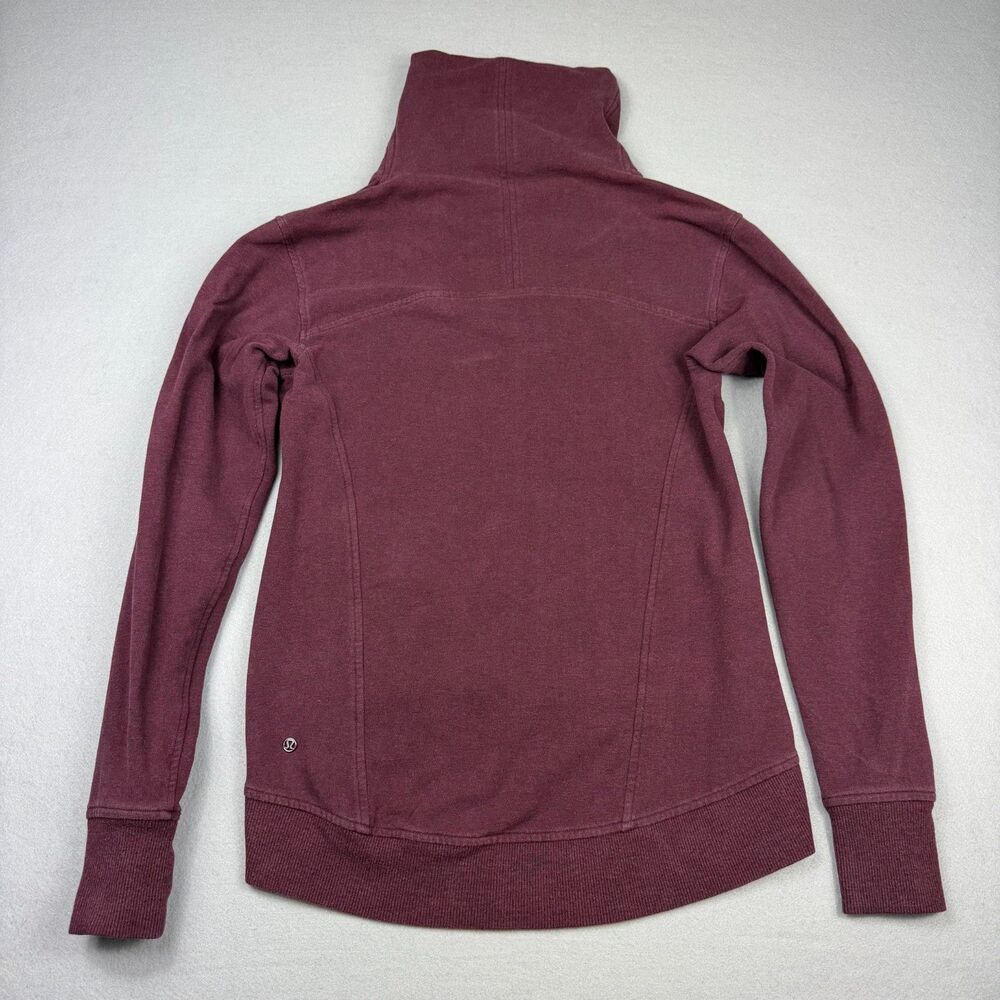 Lululemon Sweatshirt Womens 4 Red Cowl Neck Pullover Zip Pocket Logo Yoga Top - Picture 12 of 16